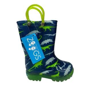 Zoogs Light Up Boys Dinosaur Boots Size 5 Blue Green